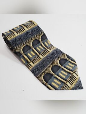 Royal Waterloo Hospital Blue Geometric Pattern Mens Neck Tie Unicef 55x3.75"